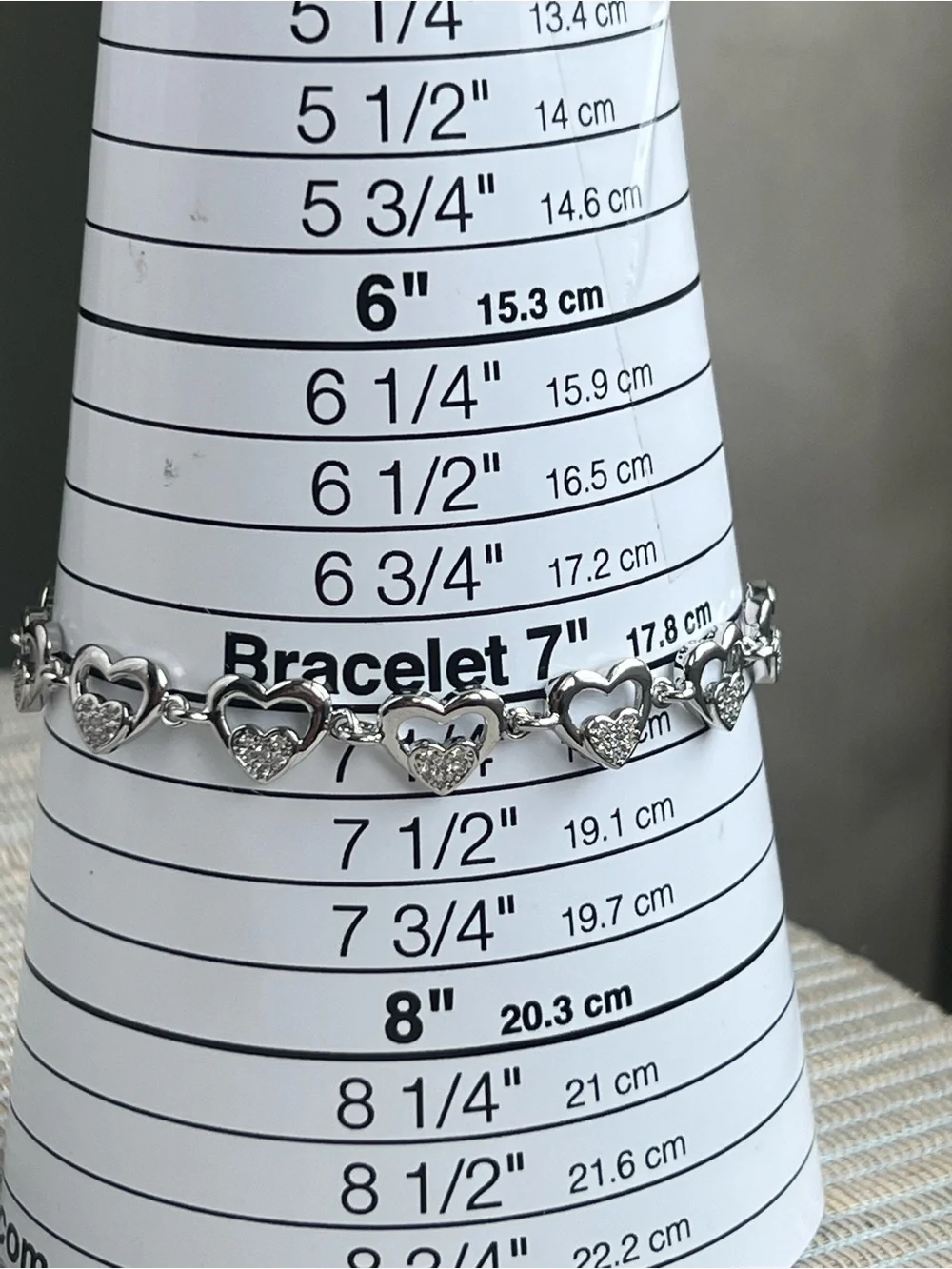 Double heart plain Silver with pavé center Heart Link Bracelet
